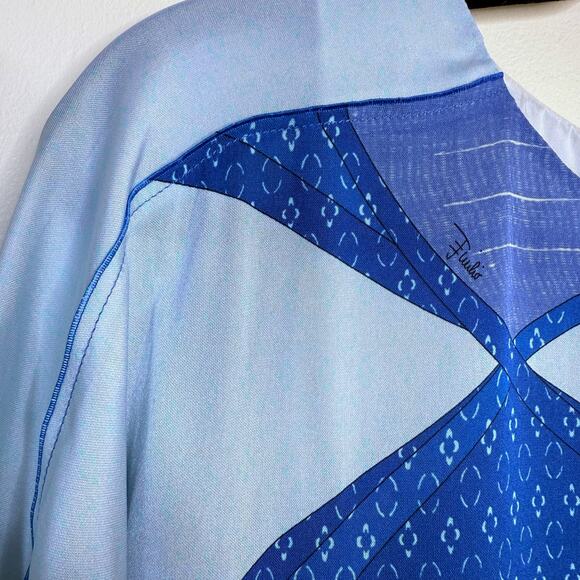 Emilio Pucci 100% Silk Shift Dress Size 8  Blue Geometric Print Made in Italy - Picture 4 of 6